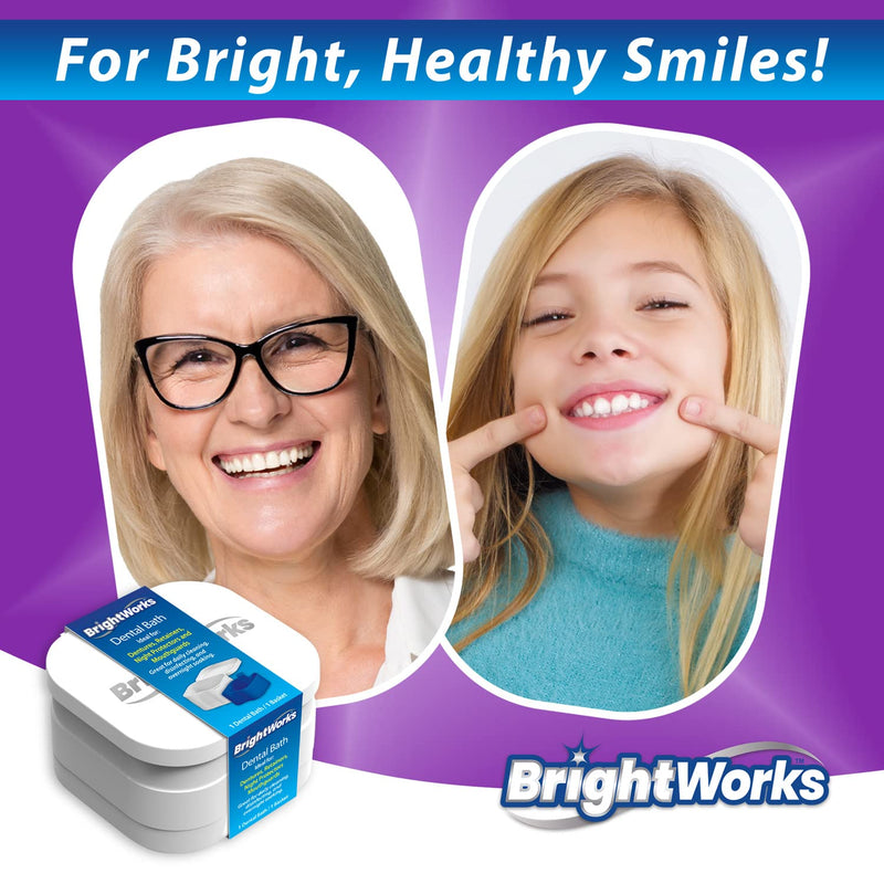 [Australia] - BrightWorks Dental Bath Cleaner Cup Case (3 Pack) for Dentures, Aligners, Retainers, Night Guards, Mouth Guards, Dental Guards, and Dental Appliances. Includes Rinsing Basket, Easy to Use. 