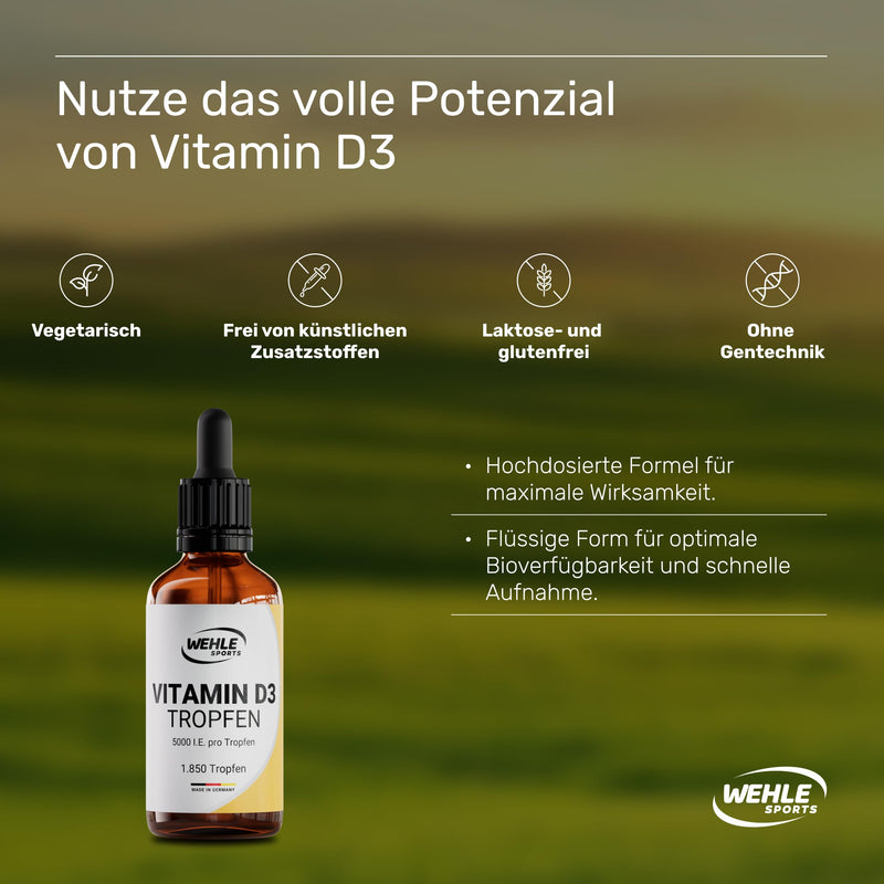 [Australia] - Vitamin D3 Laboratory-tested 5000 IU per drop, high dose. Comparison winner 2019-2021 - Highly bioavailable vitamin D liquid 50ml (1850 drops) with MCT oil from coconut 