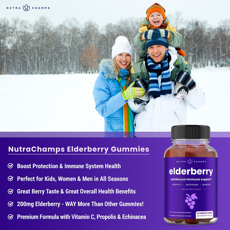 NutraChamps Biotin Gummies (2 Pack) and Elderberry Gummies (2 Pack) 4 Pack Bundle