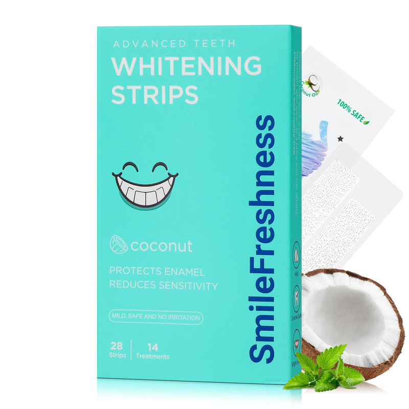 [Australia] - Teeth Whitening Strips, 14-Day Treatments Clinically Proven for Visible & Affordable Teeth Whitening, Enamel Care Whitening, Reduced Sensitivity Formula, Coconut. 