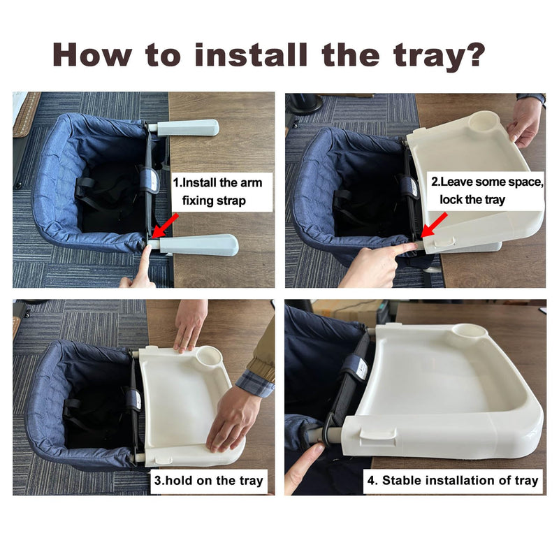 [Australia] - Fast Dining Tray, Indispensable Accessory for Hook on High Chair- Make Meal Easy for Child, Removable Dining Tray - Easy to Carry and Install, Non Slip/Space Saver/Reusable, White 
