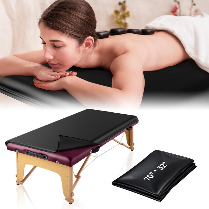 [Australia] - Noverlife 70x32in Massage Table Cover Protector, PU Leather Lash Bed Cover Reusable&Wipeable Esthetician Bed Covers Massage Beds Covers, Replacement Wax Mat for Beauty Salon Spa Tattoo - Black 