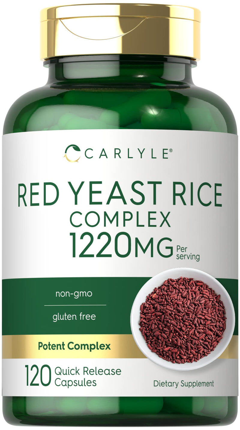 Carlyle Red Yeast Rice Complex | 1220mg | 120 Capsules | with Policosanol | Non-GMO and Gluten Free Supplement