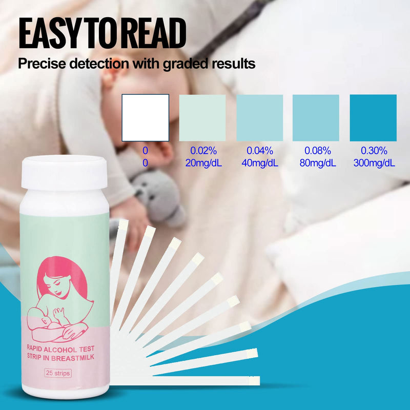 25pcs Breastmilk Alcohol Test Strips, Breastmilk Detecting Strips Milk Detect Strips with Bottle for Mother Alcohol Test Give Nursing Mothers Clarity, Easy, Quick Detection