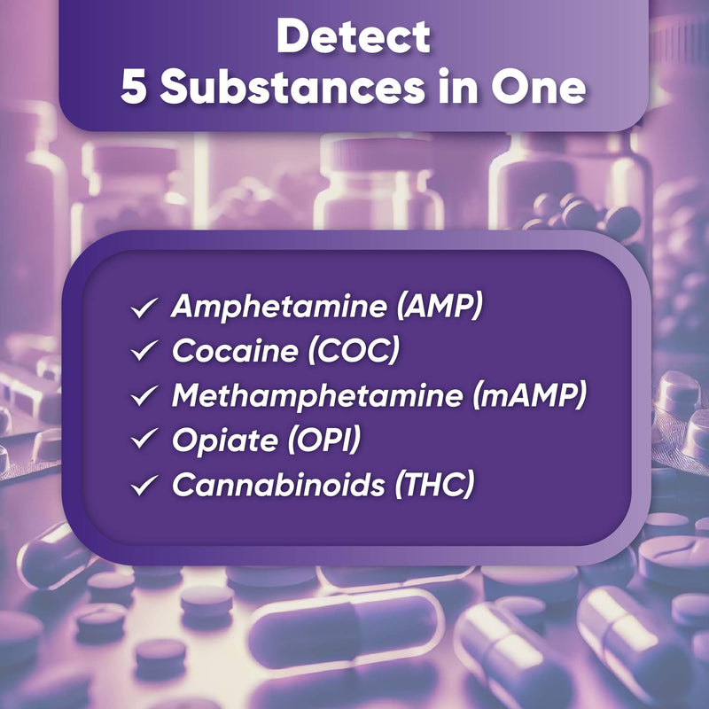 Prime Screen [5 Pack] 5 Panel Urine Drug Test Kit - Testing Instantly for 5 Different Drugs AMP, COC, MET (Meth), OPI, THC (Marijuana) - WDOA-254