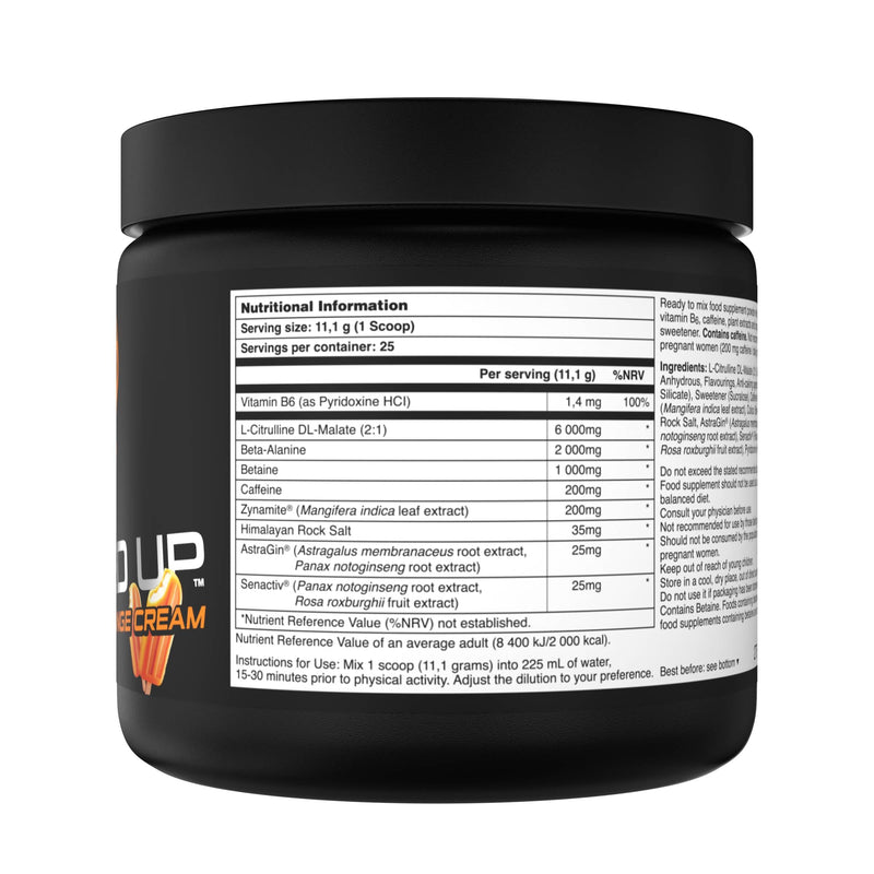 Bucked Up Pre-Training Powder | Performance Supplement with Beta-Alanine, Citrulline Malate & Caffeine | Sugar Free | Orange Cream Flavour| 25 Servings