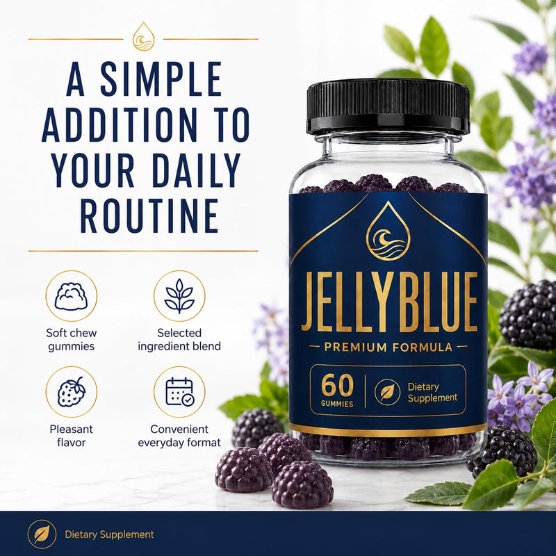 JellyBlue Gummies for Men, Daily Wellness Gummy, Natural Flavor, 60 Count