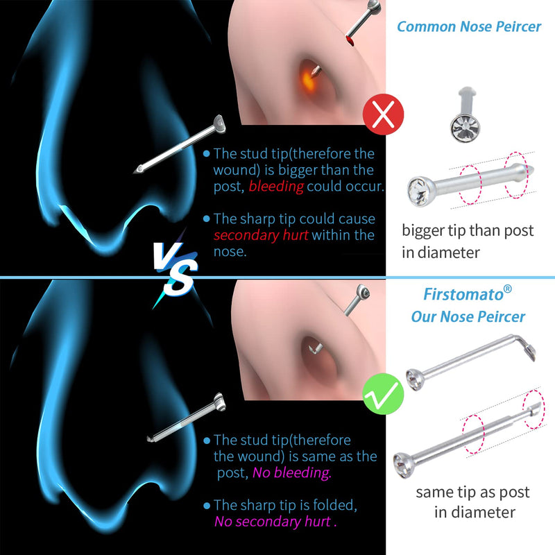 [Australia] - 2 PCS Disposable Nose Piercing Gun Self Nose Piercing Kit Piercing Nose Rings Piercer Hypoallergenic Nose Stud 