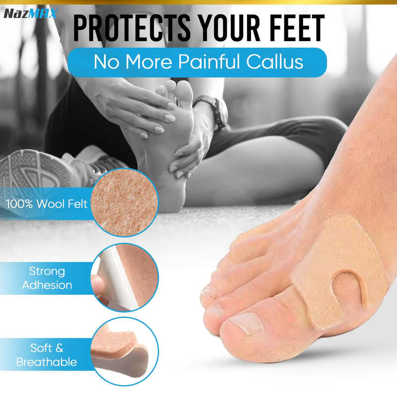 [Australia] - 48-PACK U Shaped Felt Callus Pads Metatarsal Pads Forefoot Foot Pads Pain Relief Foot Cushion Keep Calluses from Rubbing on Shoes Adhesive Pads for Men and Women 