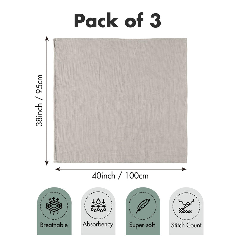 [Australia] - Muslin Swaddle Blankets for Newborn, 3 Pack Breathable Soft Receiving Blanket, Large 38 x 40 inches Swaddle Wrap Burping Clothes, Essentials Infant Shower Items, Toddler Gift (Bright Colors) Bright Colors 