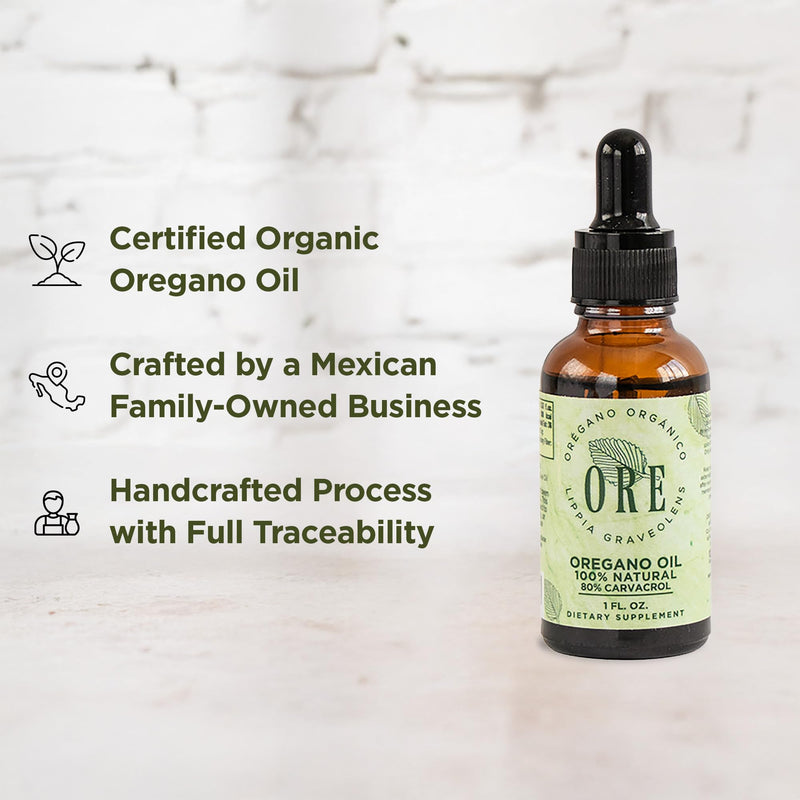 [Australia] - ORE Mexican Oregano Oil Drops 1 oz | 80% Carvacrol | Wildcrafted Herbal Extract for Immune & Respiratory Support | Natural Liquid Supplement | Non-GMO | Dropper Bottle 