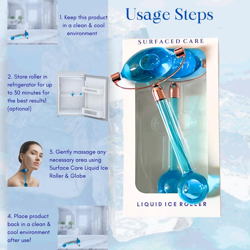 Liquid Ice Roller & Globe- Cooling Massage Roller For Face & Body, Cryotherapy Ice Roller For Skin Tightening, Rejuvenating, Reduce Puffiness, Wrinkle Repair, Liquid Ice Globe Facial Skin Care Tool