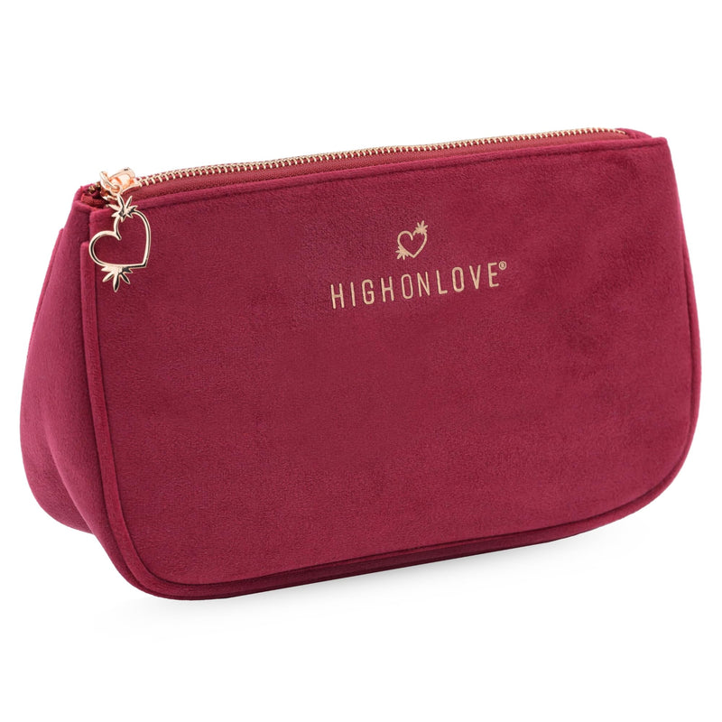 Velvet Travel Bag (Red) | Medium Multipurpose Toiletry Bag - Zipper Closure & Soft, Durable Material - Travel Essentials for Women