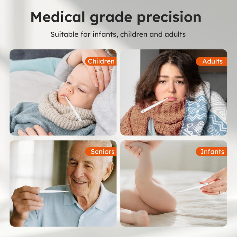 [Australia] - Oral Thermometer for Adults and KidsÔºåRechargeable Fast Reading Digital Thermometer with LED DisplayÔºåMedical-Grade Accurate Rectal Thermometer for Babies White 