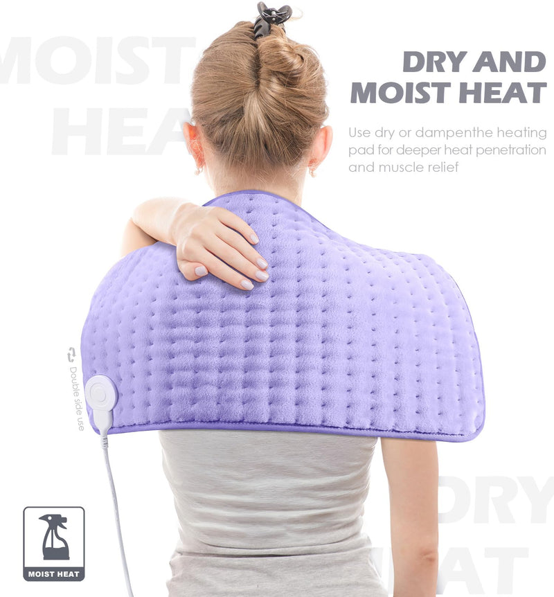 [Australia] - Heating Pad for Back Pain Cramps Relief - Electric Heating Pad for Neck/Shoulder/Muscle Pain - 6 Heat Settings, Auto Off, Moist Heat Options, Machine Washable, Christmas Gifts for Women,Mom,Sister -XL 12"x24" Women Gifts 