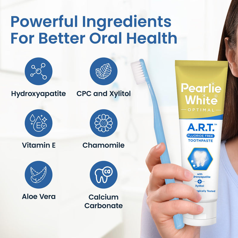 [Australia] - Pearlie White Active Remineralization Fluoride Free Toothpaste - 3.8oz/110gm - Hydroxyapatite Toothpaste for Tooth Enamel Repair - Contains Xylitol - Helps Remove Stains - 1 Pack 3.8 Ounce (Pack of 1) 
