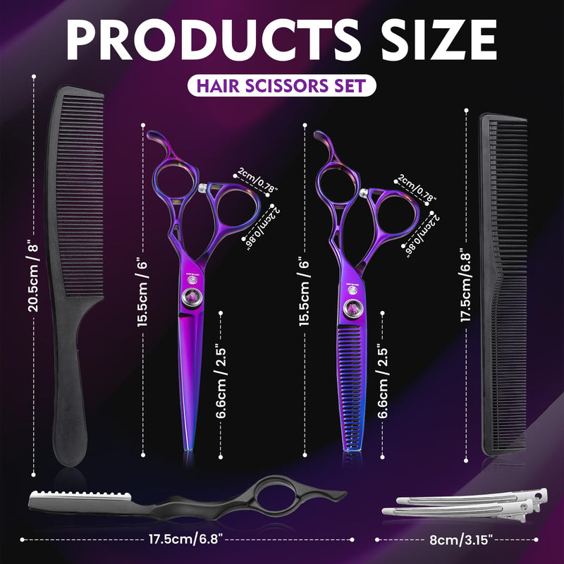 [Australia] - univinlions Hairdressing Scissors Set 6 Inch Hair Cutting Scissors Professional Hair Cutting Tool for Men Women Children in Salon Hairdresser Home (Purple) Purple 