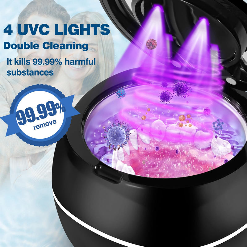 [Australia] - Dental Ultrasonic Retainer Cleaner Machine: 42KHz 28W 180ml,Dental Cleaning Pod for Dentures, Aligners & Mouthguards 