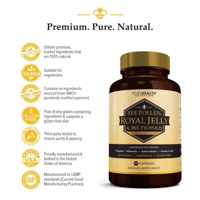[Australia] - High Potency Royal Jelly and Bee Pollen Capsules, 90 Count 