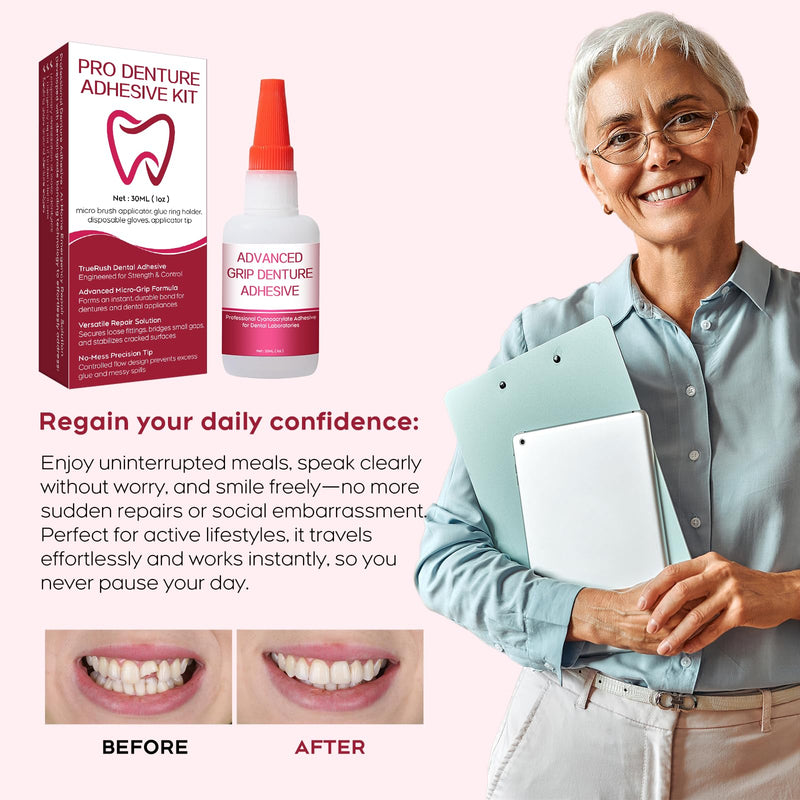 Dental Lab Instant Bonding Dental Glue for Dentures & Lab Tools - Fast-Setting in 15-60 Sec | Crack Repair & Gap Filling | Long-Lasting Hold (Days to Weeks) – 1oz