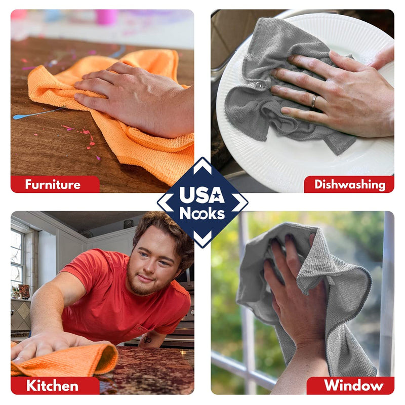 [Australia] - Microfiber Cleaning Cloth - (12x11 inches) High Performance - Ultra Absorbent Weave Traps Grime & Liquid for Streak-Free Mirror Shine - Lint Free Towel - 12x11 Inch (Pack of 8) 