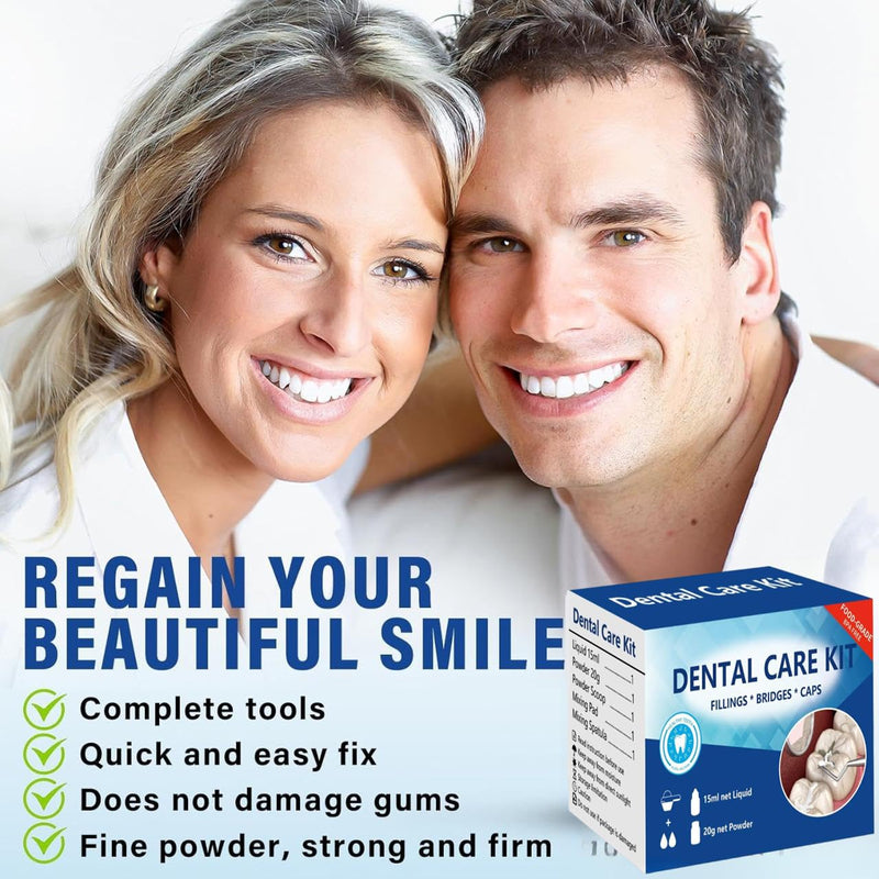 Broken Tooth Repair Kit, Zinc Oxide Eugenol Cement Dental Care Kit, Temporary Fixed Crown and Bridge 2 Packs 1