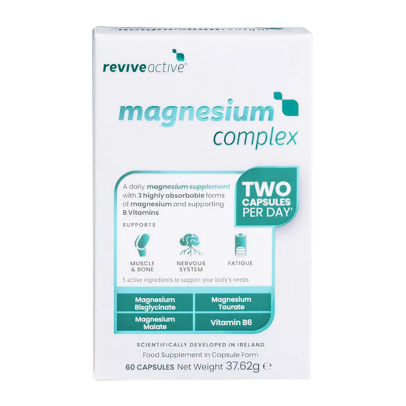 Revive Active Magnesium Supplement 3-in-1 Complex - Magnesium Glycinate (Bisglycinate), Taurate and Malate - Supports Fatigue, Nervous System, Muscles & Bones - 60 Count
