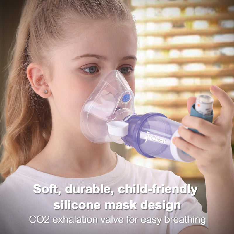 [Australia] - Inhaler Spacer for Children, Spacer for Inhaler with Anti-Static Chamber, Detachable Design, Easy Cleaning, BPA-Free Liquid Silicone Mask, Enhanced Medication Delivery, Durable & Child-Safe Design 