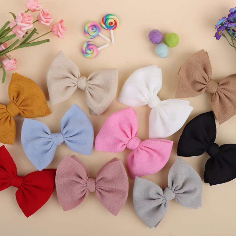 [Australia] - YanJie 4.5'' Nylon Bow Headbands for Baby Girls - Handmade Tied Bows Hair Accessories for Infants and Toddlers - 10 Pieces 1-10 Color 