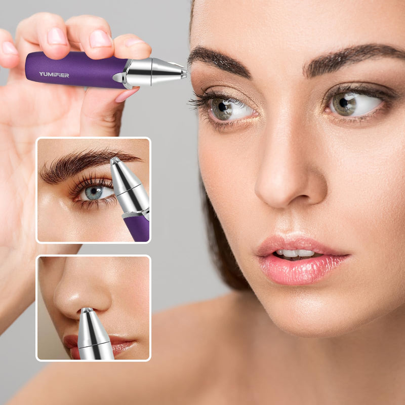 [Australia] - Eyebrow Facial Trimmer, Facial Hair Removal for Women, Smooth & Painless Face Razors Eyebrow Shaver for Women - 2 in 1 Facial Hair Remover & Eyebrow Trimmer with Built-in Battery for Face, Lip, Chin Purple 
