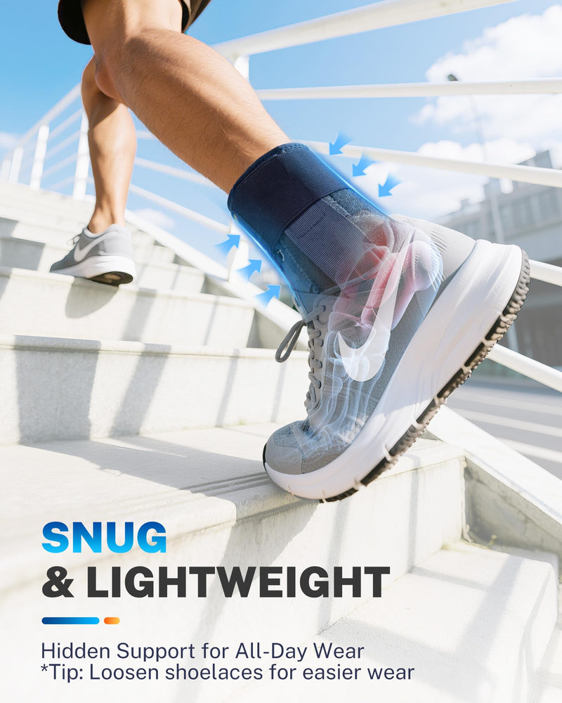 Quick Lace up Ankle Brace for Men Women, Figure 8 Adjustable Compression Support for Achilles Tendonitis, Sprained Ankle& Swelling, Basketball/Soccer/volleyball/Daily Use, M Blue