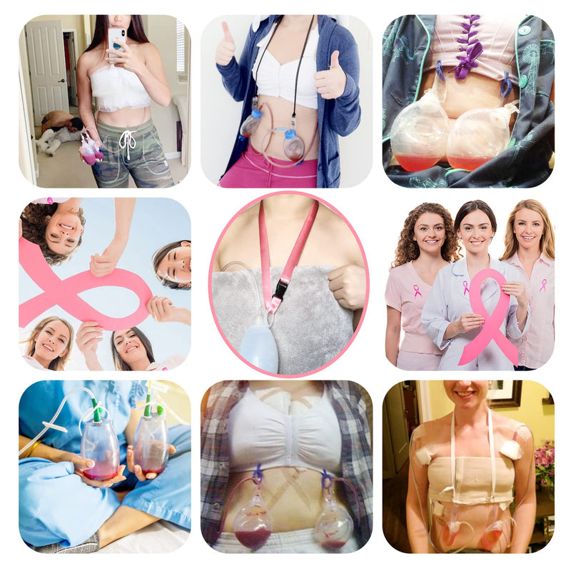 [Australia] - 2 Pack Shower Lanyard for Mastectomy Drain Holder JP Drainage/Breast Cancer/Bilateral/Unilateral/Abdominal Debridement/Tummy Tuck Patients, After-Surgery Recovery Management Neck Landyard Pink (Pack of 2) 