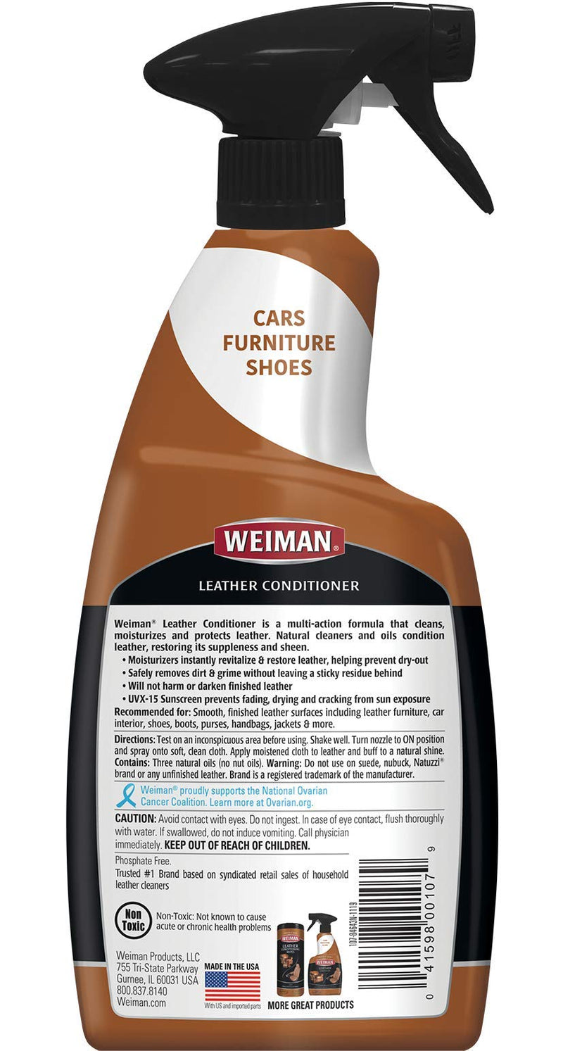 [Australia] - Weiman Leather Cleaner & Conditioner - 12 Fl Oz - Non Toxic Cleans Conditions and Restores Leather Surfaces - UV Protectants Help Prevent Cracking or Fading of Leather Couches Car Seats Shoes Purses 