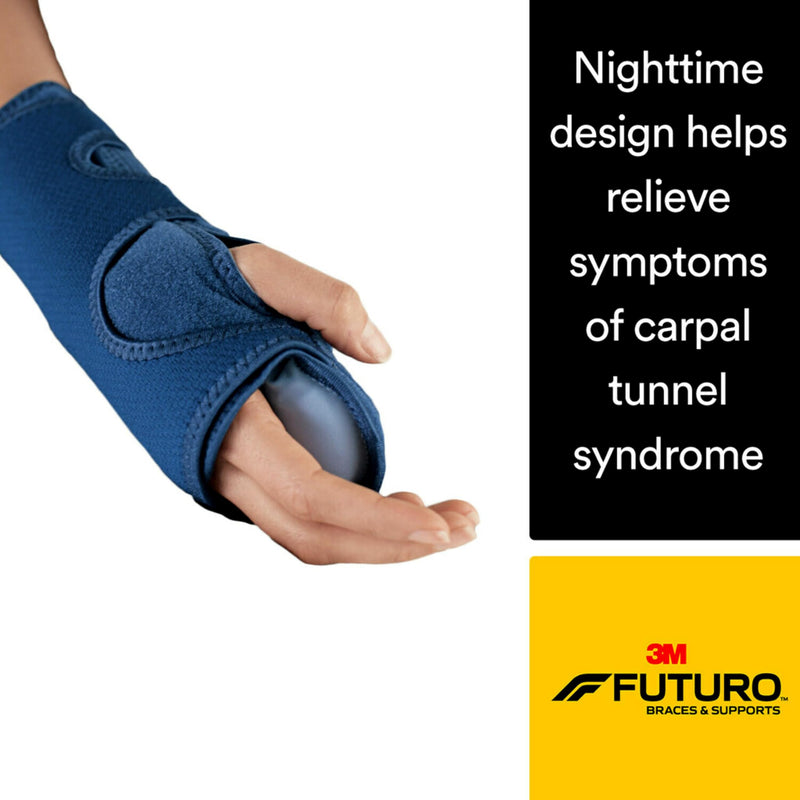 [Australia] - Futuro Night Wrist Sleep Support Brace, Adjustable Nighttime Splint for Carpal Tunnel Relief, Cushioned Beads and Removable Stabilizer, Fits Left or Right Hand (2-Pack) 2 Pack 