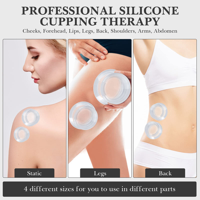 [Australia] - Syhood 16 Pcs 4 Sizes Cupping Therapy Set Silicone Cupping Massage Cups Professional Therapy Studio and Household Set for Cellulite Reduction Body Myofascial Muscle Nerve Joint Pain 