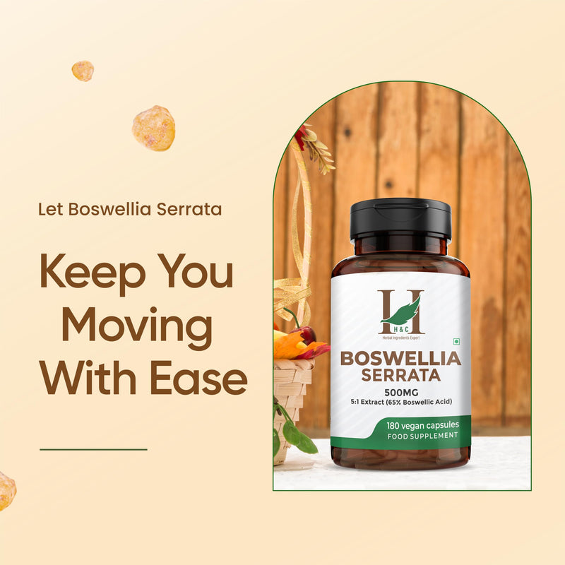 H&C Boswellia Serrata 2500mg Capsules (500mg of 5:1 High Strength Extract) | 65% Standardised Boswellic Acid | 180 Veg. Capsules - 6 Months Supply