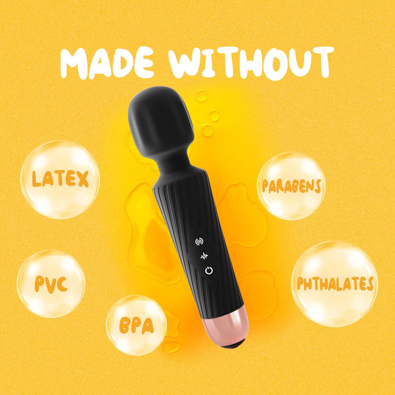 [Australia] - Massage Wand Handheld Cordless Massager - 3 Hrs Runtime & Quiet Powerful Waterproof - Deep Tissue Massager for Ultimate Relaxation Tool - 20 Modes 8 Speeds, Memory Feature, Gift (Black) Black 