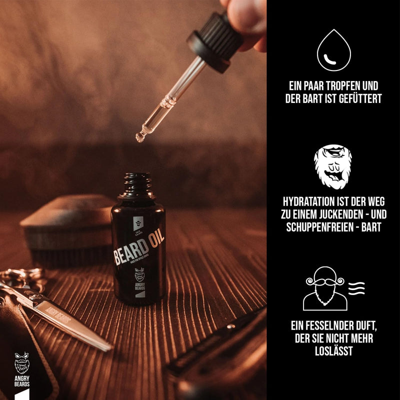 [Australia] - Angry Beards Beard Oil 30 ml - daily care for beard and mustache with special scent and high-quality oils, quick-absorbing, non-greasy (Jack Saloon) musk 