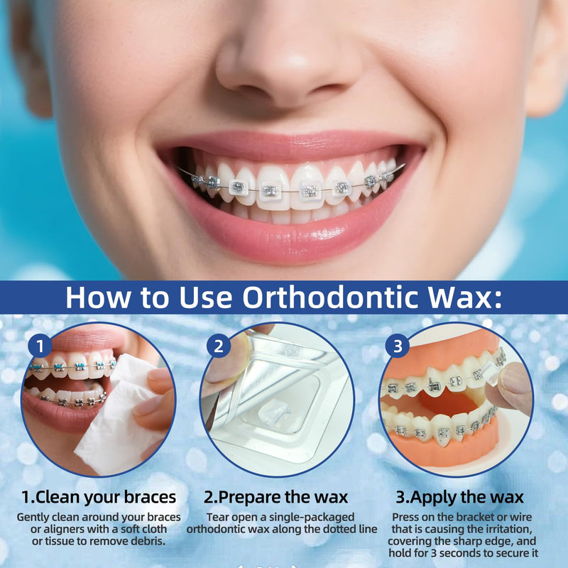 [Australia] - RAZOKO Orthodontic Wax for Braces Wax Dots Gentle Comfort, Clear Invisible Fit, All Day Protection 48 Individual Hygienic Packaging Dental Wax 48pcs 