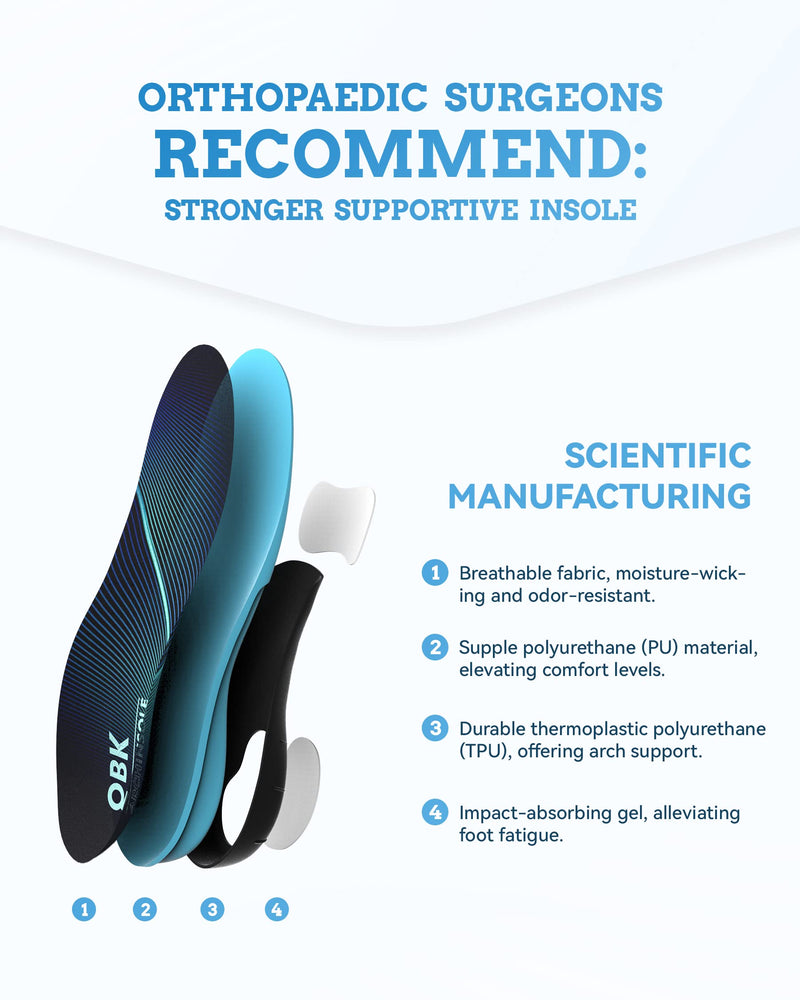 [Australia] - Arch Support Inserts, QBK Plantar-Fasciitis is Designed to Alleviate Pain and Discomfort Related to Plantar Fasciitis, Heel Spurs, Achilles Tendonitis, Metatarsalgia, Hallux Valgus, and Back Pain, L Blue L:(Men11-12.5 ) 