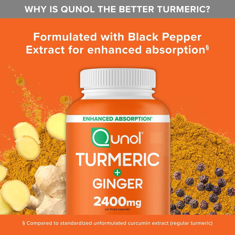 Turmeric Curcumin with Black Pepper & Ginger, 2400mg Turmeric Extract with 95% Curcuminoids, Extra Strength Supplement, 105 Count (Pack of 1)