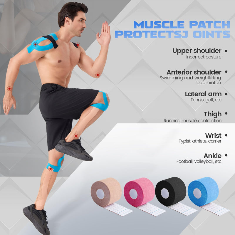 [Australia] - Kinesiology Tape (3 Rolls) - Acrylic Adhesive Muscle Tape - Waterproof, Breathable, Hypoallergenic - Ideal for Muscle Support & Injury Recovery - 2 Inches x 16 Feet (Beige) Beige 
