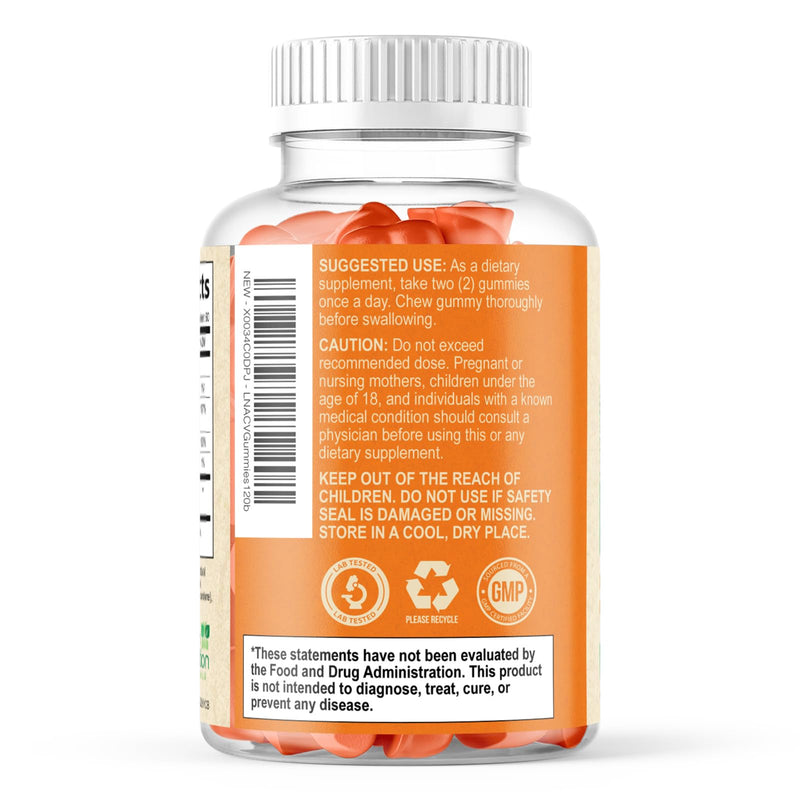 Apple Cider Vinegar Gummies Zero Sugar - Max Strength ACV Gummy Vitamins - Vitamin B12 & The Mother - Metabolism & Energy Support - Vegan Apple Cider Vinegar Gummy Supplement - Non-GMO - 120 Gummies 120 Count (Pack of 1)