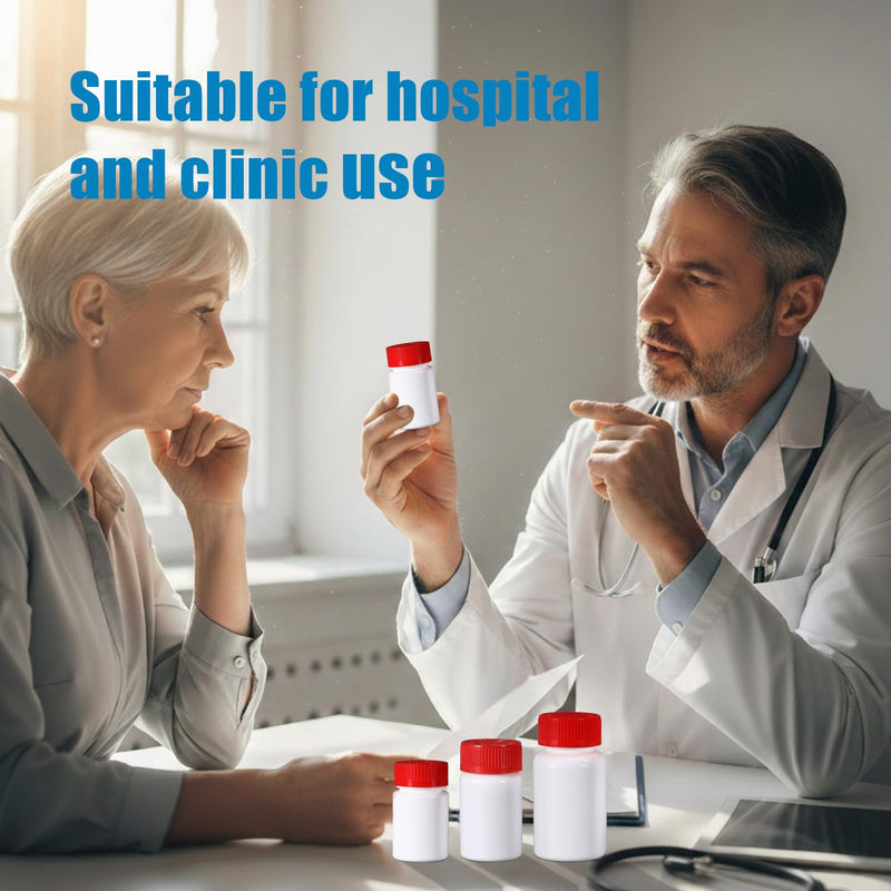 4 Pack 3.4 oz Empty Pill Bottles with Child-Proof Caps and Labels, 100 mL Wide-Mouth HDPE Plastic Containers for Vitamins, Capsules and Travel Storage Red 3.4 Ounce