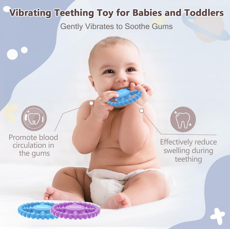[Australia] - Vibrating Sensory Chew Toy, Teether Teething Toys for Babies6-12 8-18 Months, Sensory Toys for Kids with Autism&Toddler Travel Essential,1-2 Year Old Christmas Boys Girls Gifts idea(Blue) Blue 