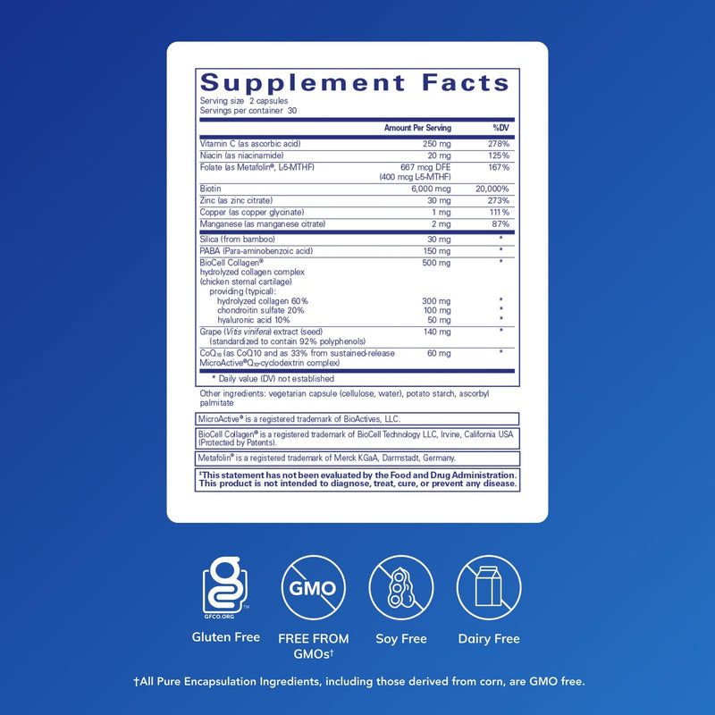 Pure Encapsulations Hair/Skin/Nails Ultra Advanced Beauty Supplement - Biotin & Collagen Supplement for Healthy Hair, Strong Nails & Youthful Skin Support* - 60 Capsules | Supplement for Collagen, Anti Aging, Keratin, Antioxidants, Skin Hydration, Heal...