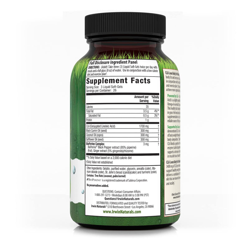 [Australia] - Irwin Naturals Cla Lean Body Fat Reduction 80 Sgels 1 
