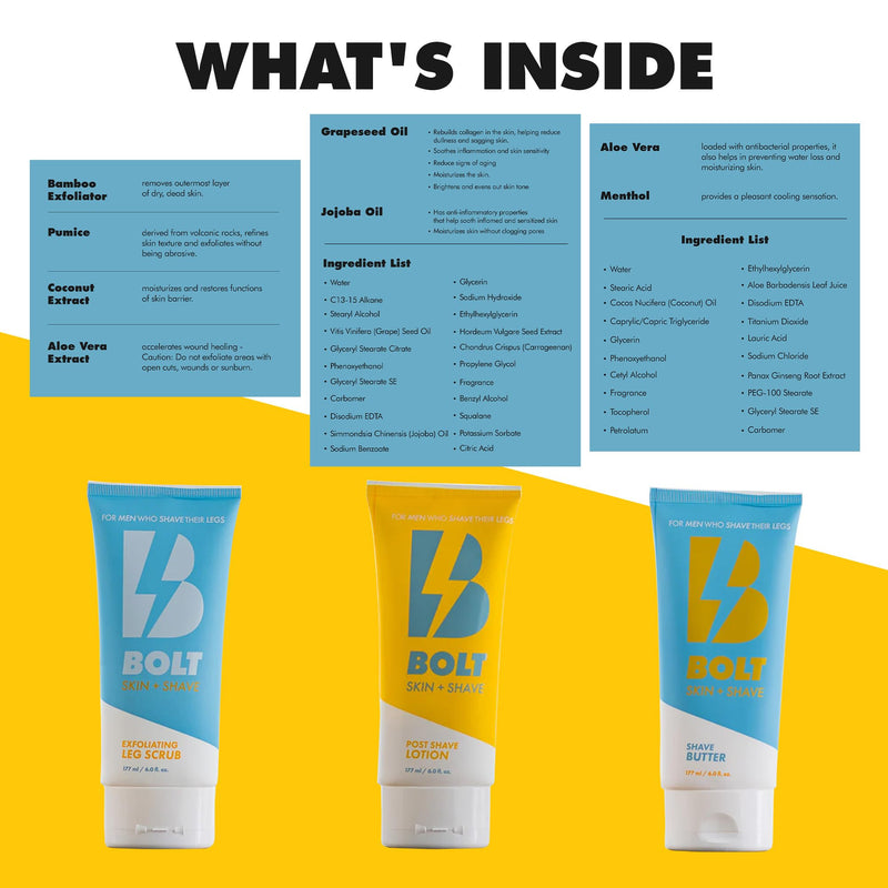 [Australia] - Stay Smooth Bundle for Men - Shaving Care Kit with Exfoliating Leg Scrub, Shave Butter and Post-Shave Lotion - 6 Fl Oz Each Stay Smooth Bundle 