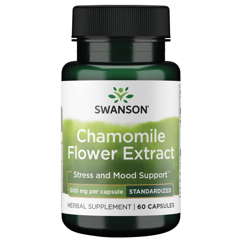 [Australia] - Swanson Chamomile Flower Extract 500 Milligrams Standardized to 1.2% Apigenin 6 mg per Capsule 60 Capsules 