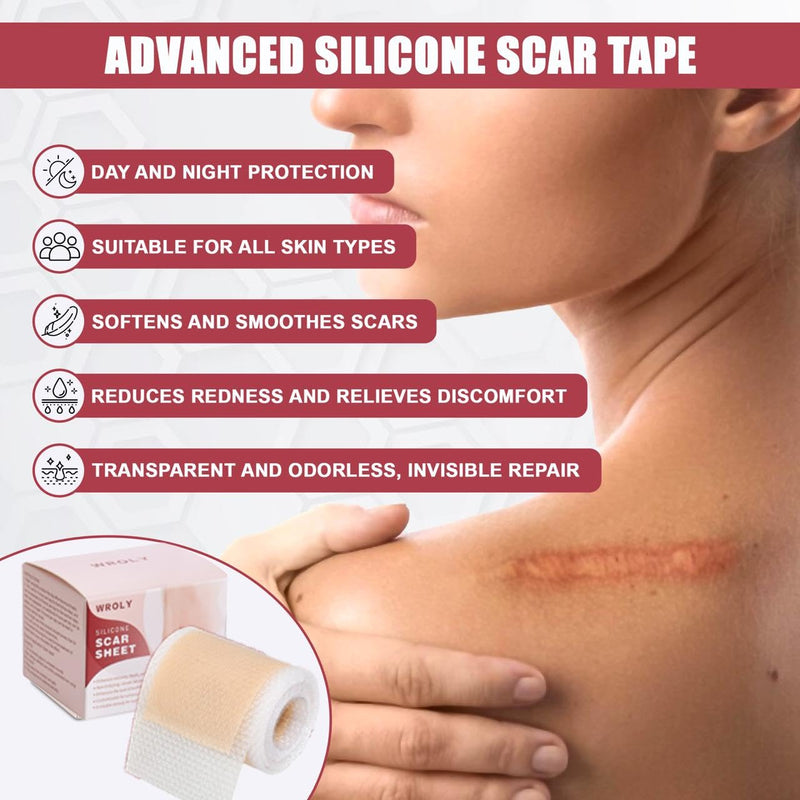 [Australia] - WROLY Silicone Scar Sheets, Keloid Scars Tape, Silicone Scar Tape for Surgical Scars, Keloid Bump Removal, C-Section Silicone Scar Removal Strips for Surgical, Tummy Tuck (1.5M) 1.5M 